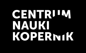 Centrum Nauki Kopernik - logografika - na czarnym tlr białymi literami napis CENTRU NAUKI KOPERNIK