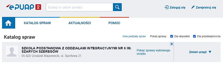 Profil urzędu - Szkoły Podstawowej Nr 6