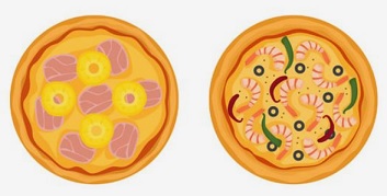rysunek przedstawia dwie okrągłe pizze