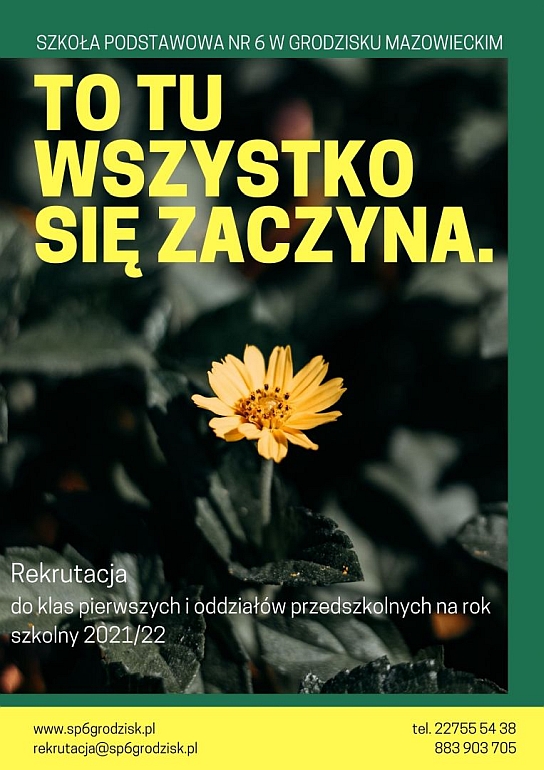 plakat rekrutacyjny z żółtym kwiatem