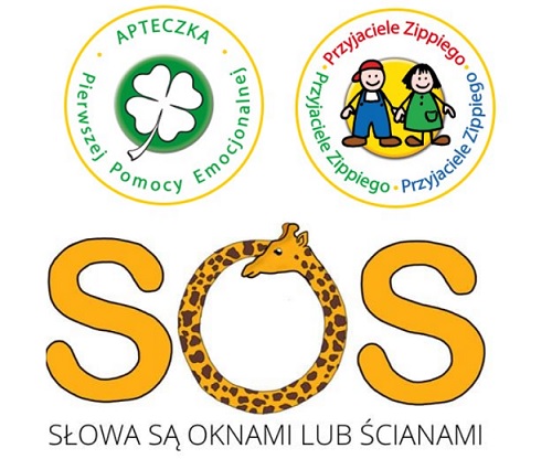 Logo:Apteczka Pierwszej Pomocy Emocjonalnej_Przyjaciele Zippiego_SOS-Słowa ś Oknami lub Ścianami_