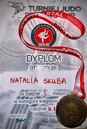 dyplom Judo I miejsce-Natalia Skuba