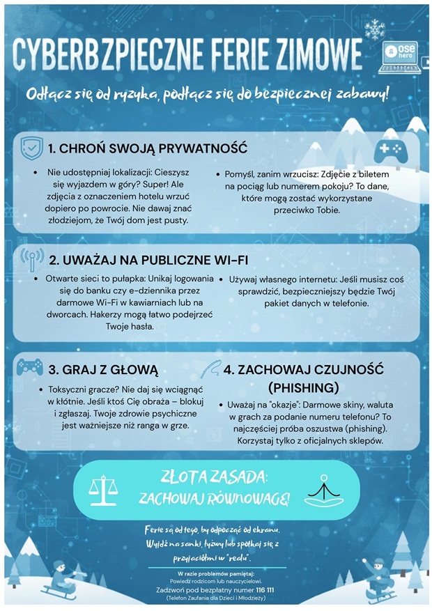  plakat na cyberbezpieczne ferie