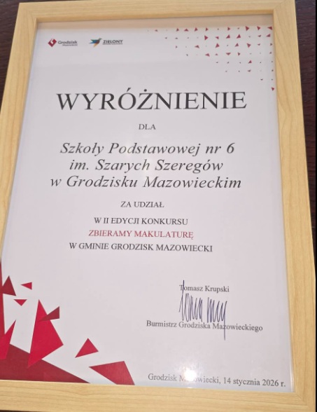 Zbieramy makulaturę_2025_dyplom_wyróżnienia