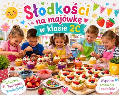 baner reklamujący dzieci wykonujące słodkie desery