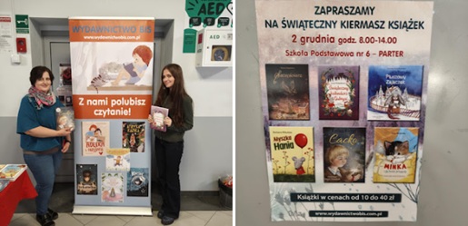 Świąteczny kiermasz książek - zdjęcie banerów reklamowych i pań sprzedających