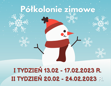 plakat półkolonie zimowe 2023