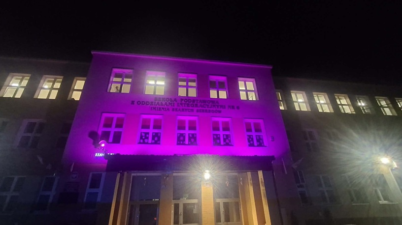 budynek SP^ podświetlony na różowo