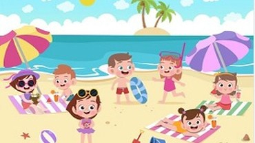 zdjęcie przedstawia morze plaża palmy bawiące się dzieci na plaży