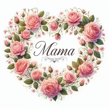 serce z kwiatów i napis MAMA